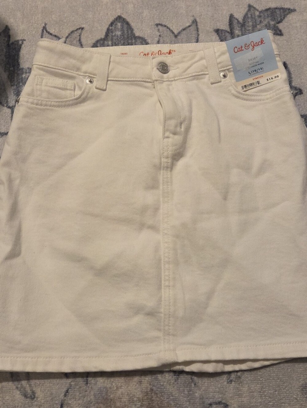 Cat & Jack White Denim Button-Front Skirt